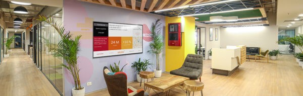 écran d'affichage dynamique dans une entreprise