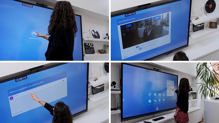 se connecter au cloud par reconnaissance faciale sur écran interactif