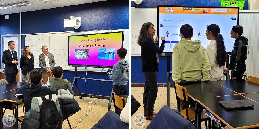 cours d'anglais sur l'un des 8 écrans interactifs numériques Speechi achetés par l'ensemble scolaire La Salle à Saint-Etienne